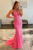 Mermaid Spaghetti Straps Long Formal Dress With Appliques