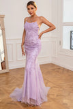 Mermaid Spaghetti Straps Long Formal Dress Corset Back Evening Dress