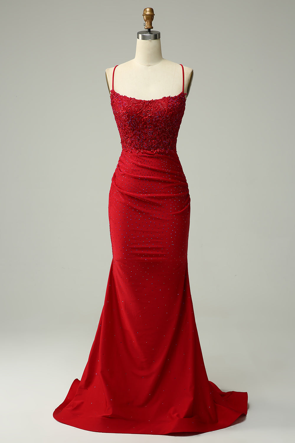 Mermaid Halter Dark Red Long Formal Dress with Appliques Beading