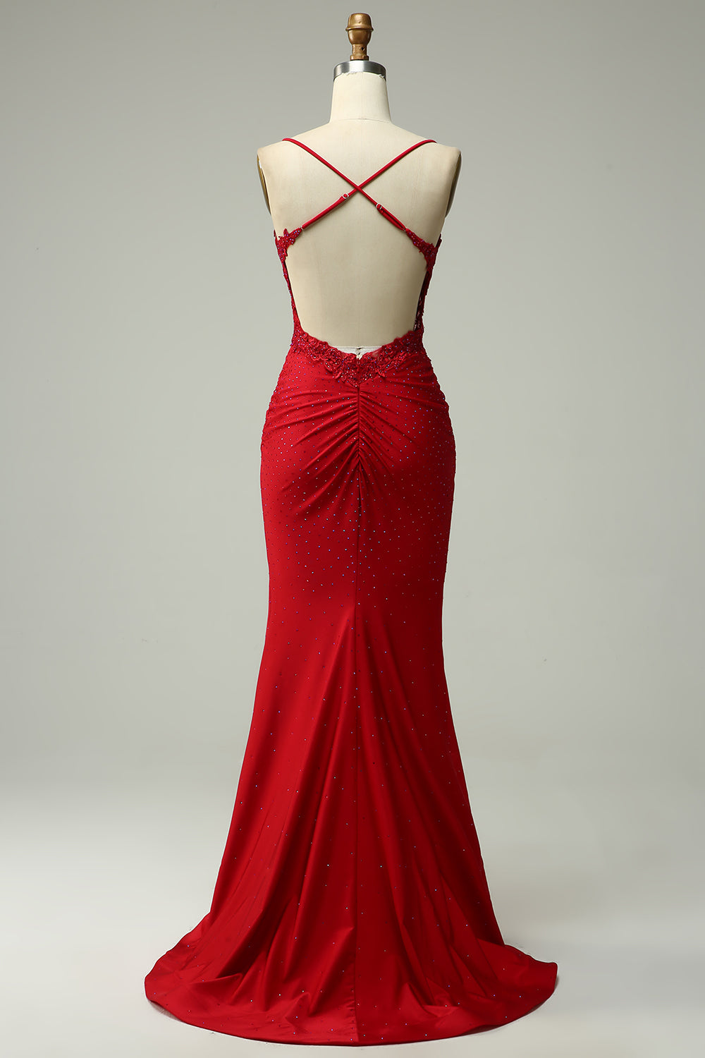 Mermaid Halter Dark Red Long Formal Dress with Appliques Beading