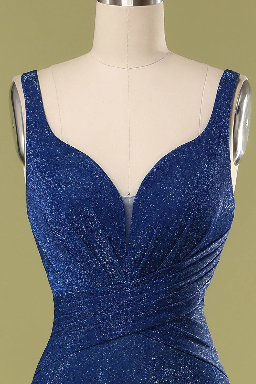 Royal Blue A-Line Zipper Back Long Glitter Formal Dress