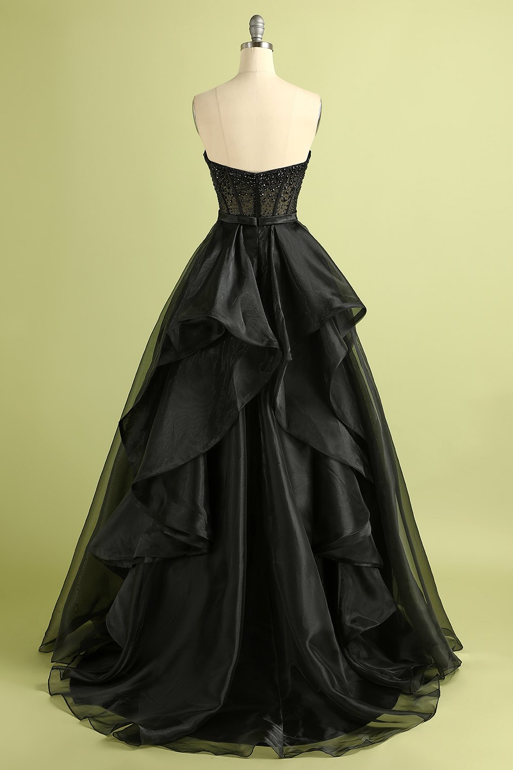 Black Strapless Ball Gown Evening Dress