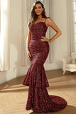 Sparkly Sequins Open Back Long Mermaid Formal Dress