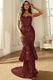 Sparkly Sequins Open Back Long Mermaid Formal Dress