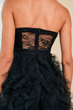 Strapless Black Corset Formal Dress with Slit