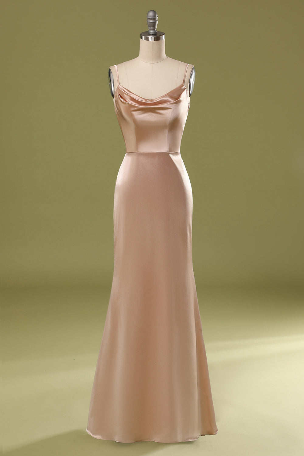 Dusty Pink Satin Prom Dress