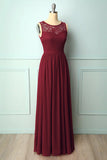 Simple Floor Length Lace And Tulle Evening Party Dress