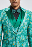 Green Peak Lapel 3 Piece Men's Formal Party Suits