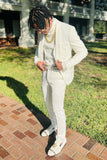 White Jacquard Shawl Lapel 3 Piece Formal Party Suits