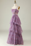 Lovely A-line Three Layered Tulle Party Dress With Belt