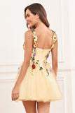 A Line Spaghetti Straps Short Formal Dress with Appliques