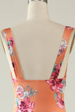 V-Neck Shoulder Straps Long Floral Print Dress