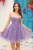 Cute A-Line Sweetheart Short Tulle Dress With Detachable Sleeves