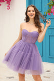 Cute A-Line Sweetheart Short Tulle Dress With Detachable Sleeves