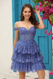 Stunning A-Line Tiered Short Lace Dress