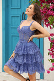 Stunning A-Line Tiered Short Lace Dress