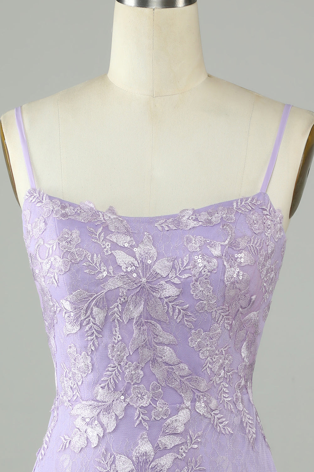 Lilac Corset Back Bodycon Short Party Dress With Appliques