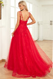 A-Line Lovely Long Red Formal Dress With Split