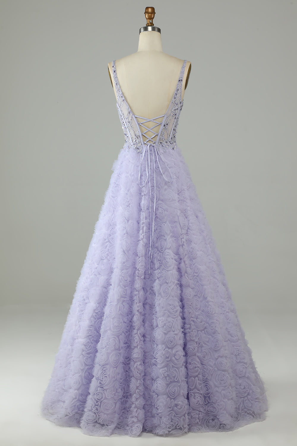 Romantic Purple A-Line Tulle Formal Dress With Rhinestone