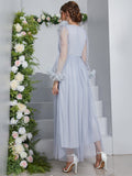 Elegant Tulle Gray Long Dress