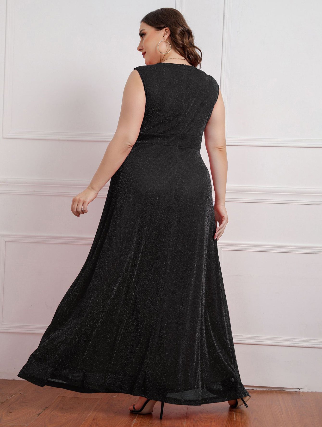 A Line Sleeveless Plus Size Long Dress