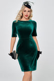 Dark Green Velvet Bodycon Holiday Party Dress